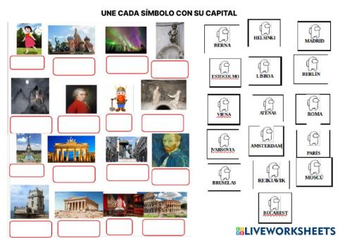 Une cada símbolo con su capital