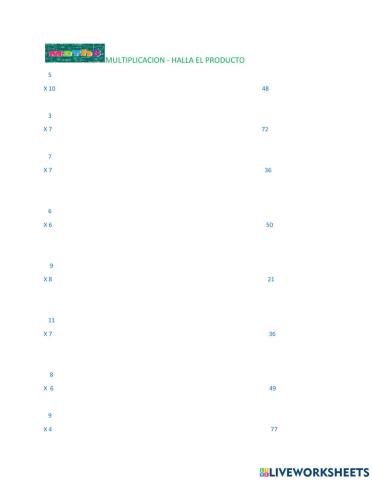 Tablas de multiplicar