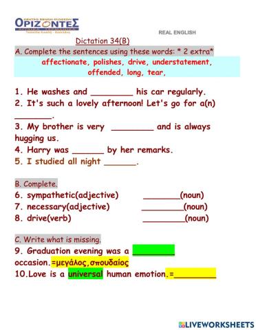 Real English. Dictation : 34 B. FCE class