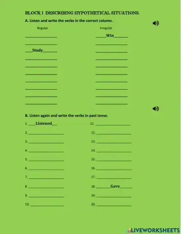 Verbos regulares e irregulares