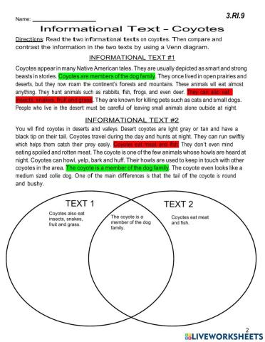 Compare and Contrast Coyotes