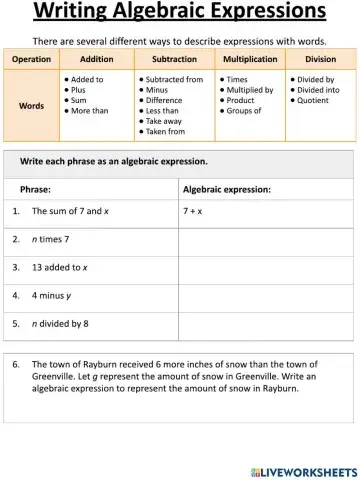 Algebraic Expressions