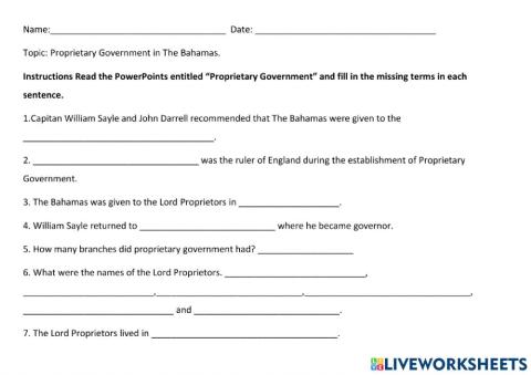 Proprietary Government Worksheet 2 (CIGB)