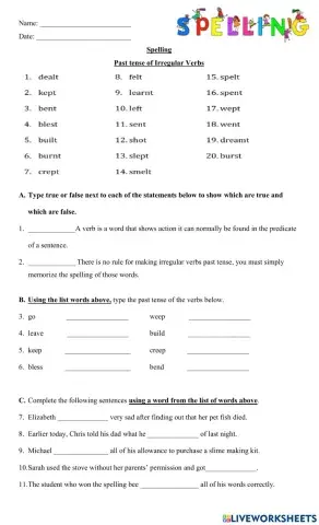 Past Tense of Irregular Verbs