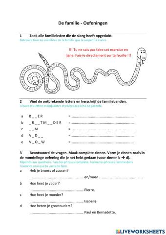 De familie - Oefeningen