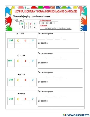 Cantidades  hasta el millar