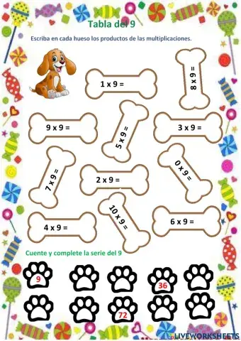 Tabla del 9