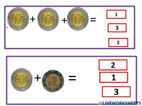 Sumar con las monedas de Mexico