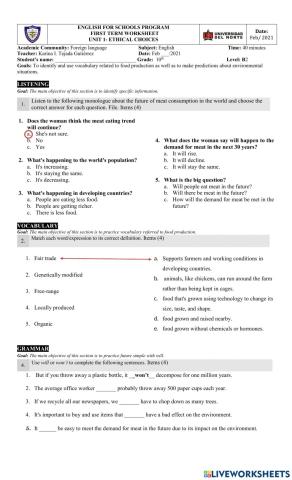 10° Worksheet 1