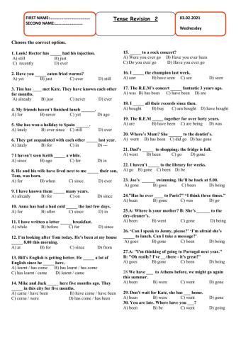 Tense Revision2- Ceylin