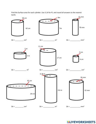 Surface Area of Cylinders