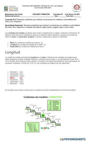Resuelve problemas que implican conversiones en múltiplos y submúltiplos del metro, litro, kilogramo.