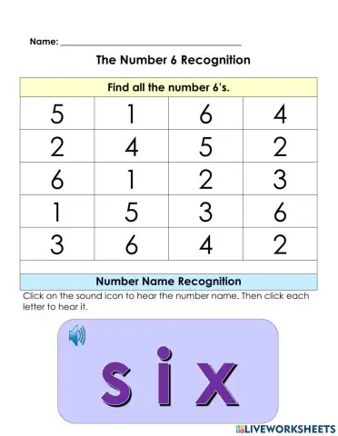 Number 6 Recognition