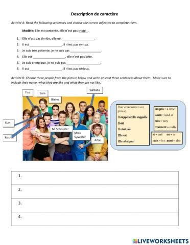 Description de caractère