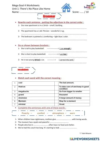 MG4 Unit 1 There's No Place Like Home (B)