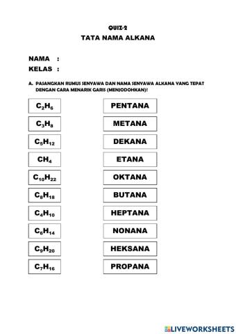 Quiz-2 Tata Nama Alkana