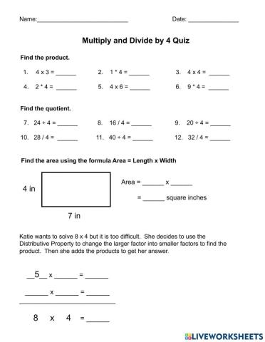 Multiplying and Dividing by 4