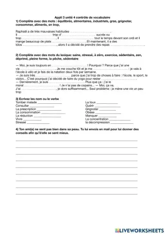 Appli 3 contrôle de vocabulaire unité 4