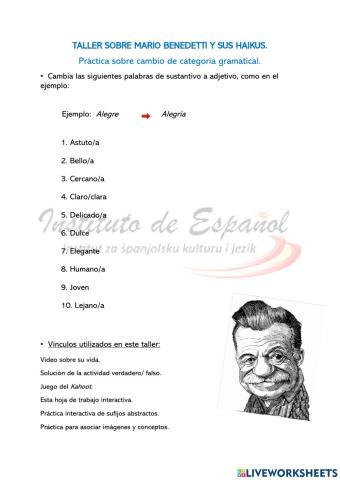 Taller cultural sobre Mario Benedetti