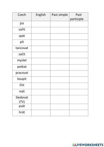 Irregular verbs