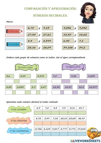 Comparación y aproximación de numeros decimales