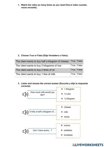 Listening Grocery Shopping