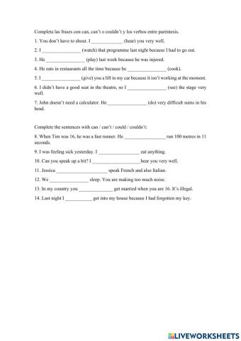 Can, can't, could, couldn't