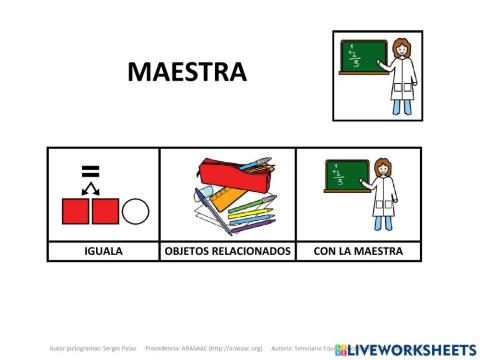Material Teacch profesiones igualar maestra