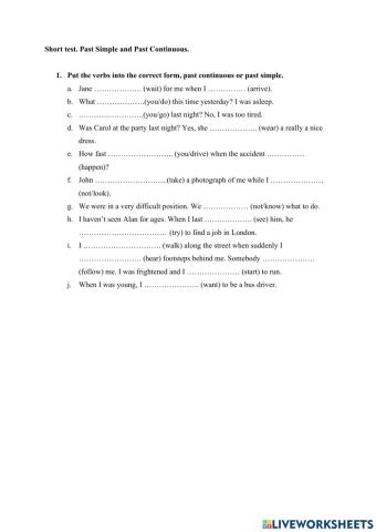 Past Simple & Past Continuous