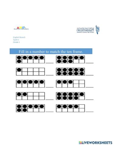 Recognizing numbers on ten frame