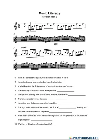 Music Literacy Revision Task 2