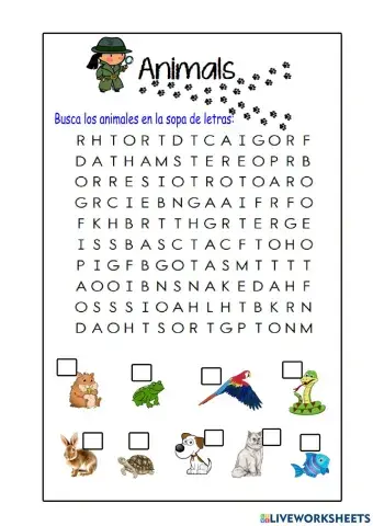 Pets wordsearch