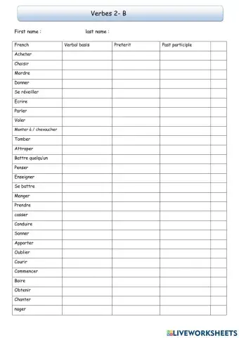 Verbes 2- B