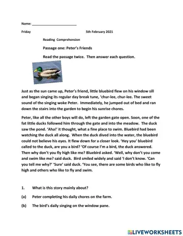 Reading comp- easter 1