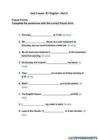 Future form + passive exam