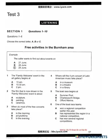 Ielts 11 - Test 3 - Listening