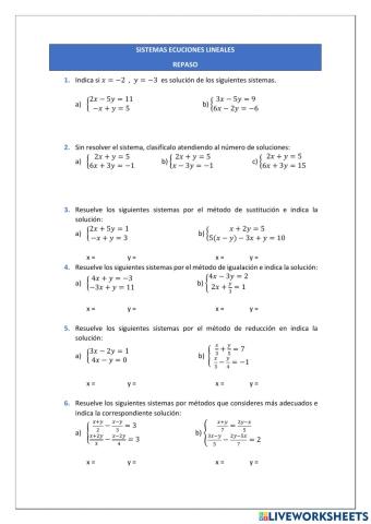 Sistemas ecuaciones lineales