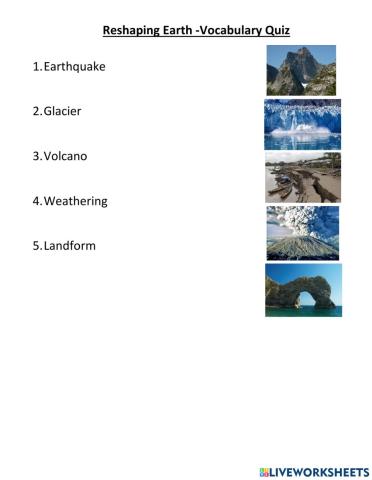 Reshaping Earth Vocabulary Quiz-2