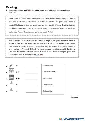 Y8 Allez 1 EOU 8 Reading Assessment