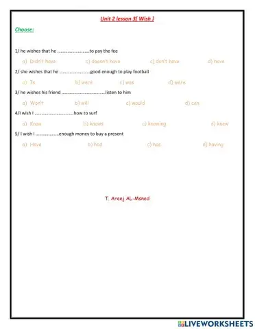 Mega 2 unit 2 lesson 3 wishes