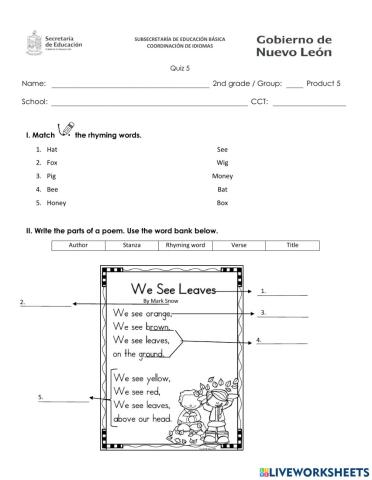 Quizz 2nd grade january