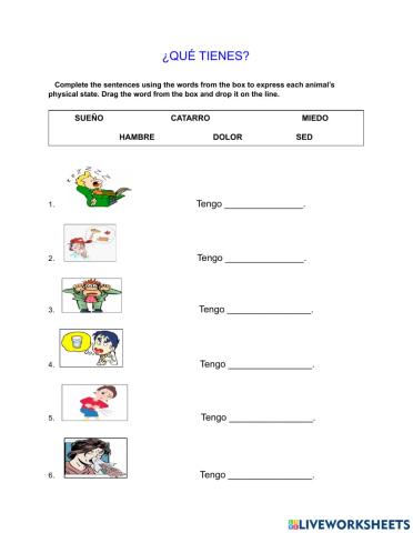 Physical ailments and states (Tengo..)