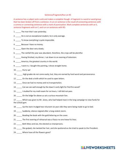 Sentence Fragments 3