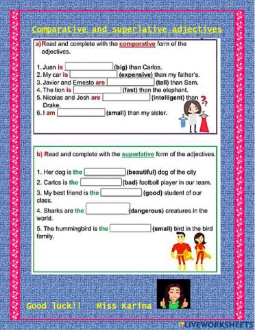 Comparative and superlative adjectives