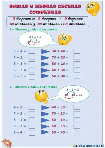 Sumas y restas decenas completas