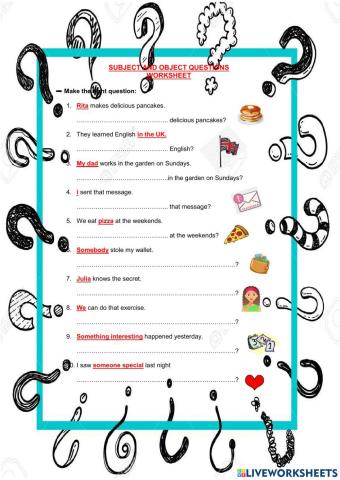 Subject and Object Questions Worksheet