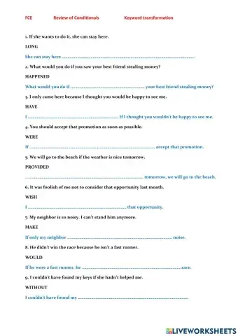 Fce Keyword transformation Conditionals