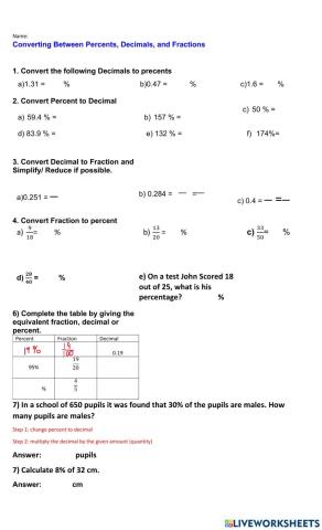 Fractions, Decimals, Percent
