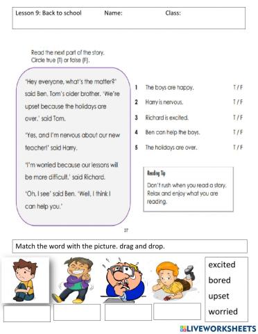 Lesson 9 back to school