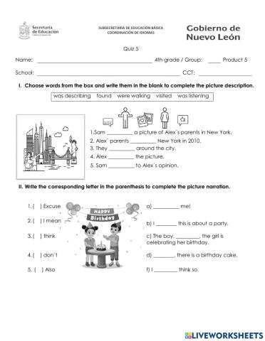 Quizz 4th grade january